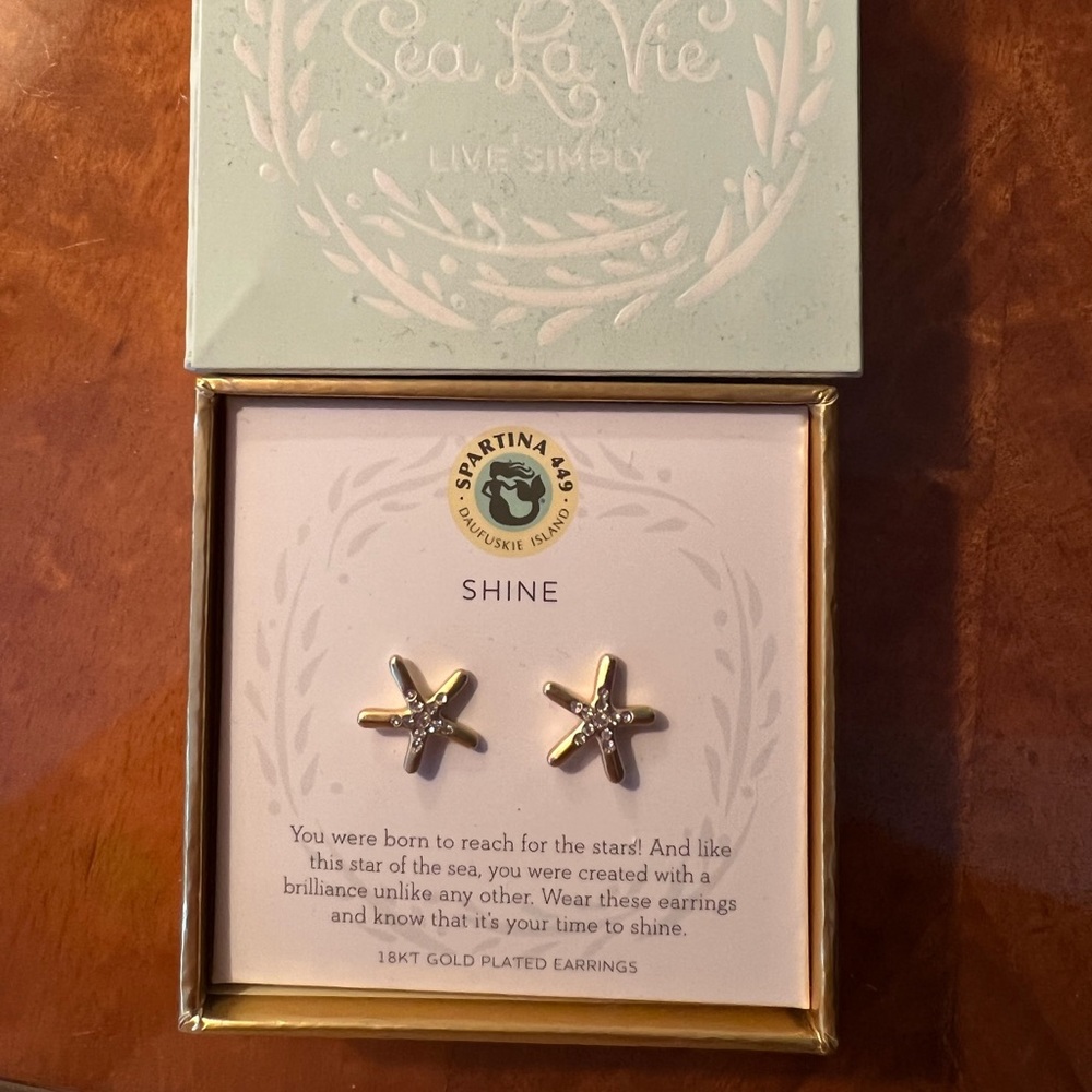Spartina 449 Shine Starfish Earrings New In Box